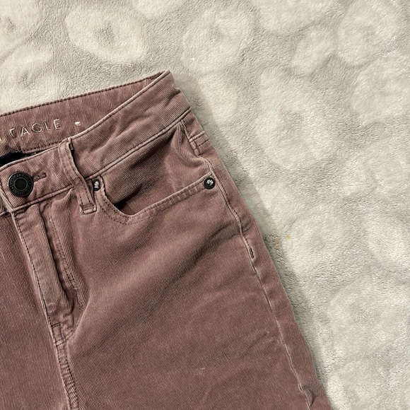 American Eagle Hi Rise Crop Flare Corduroy Jeans Dusty Pink Size 00 Short - Picture 4 of 13